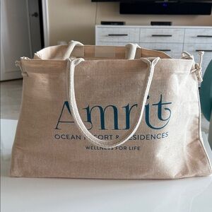 Beige Tote Beach Bag NWOT